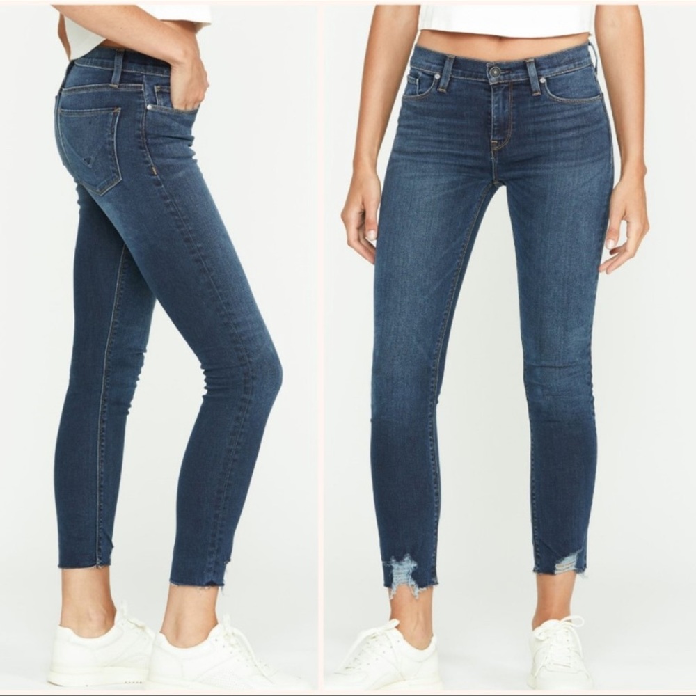 Hudson-Nico Midrise Super Skinny Raw Hem Ankle